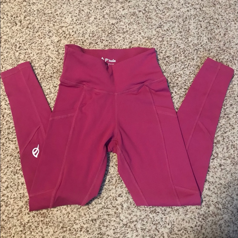 P’tula leggings w pockets, small, very dark pink (not sure of exact color)